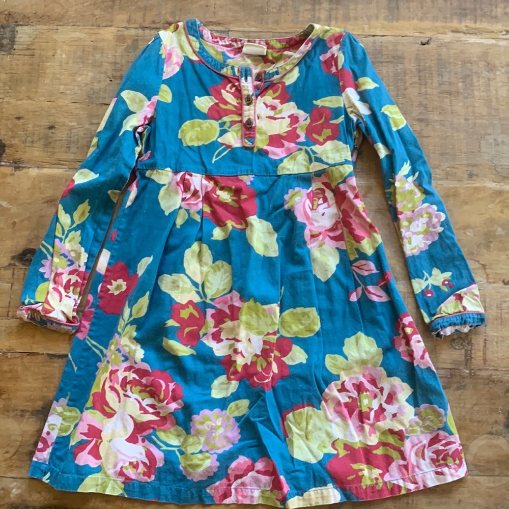 Mini Boden 7-8y floral long sleeve dress